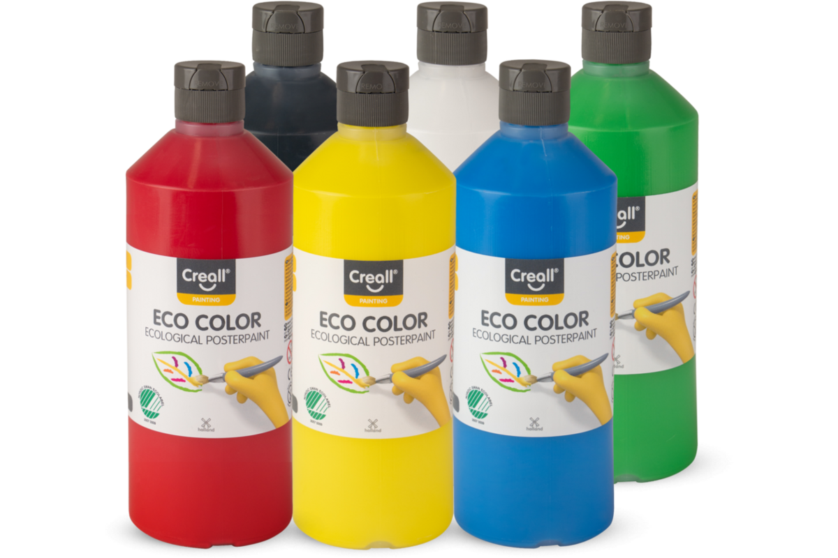 Plakkaatverf Creall Eco assorti 500 ml, 6 stuks
