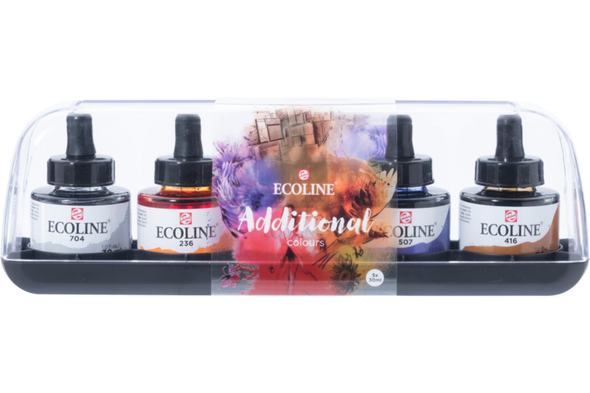 Ecoline vloeibare waterverf additionele kleuren 30 ml, 5 stuks
