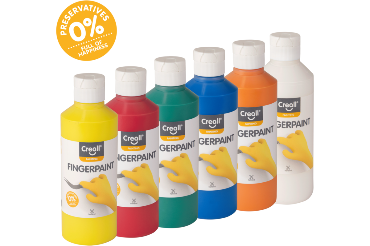 Vingerverf Creall assorti 250 ml, 6 stuks
