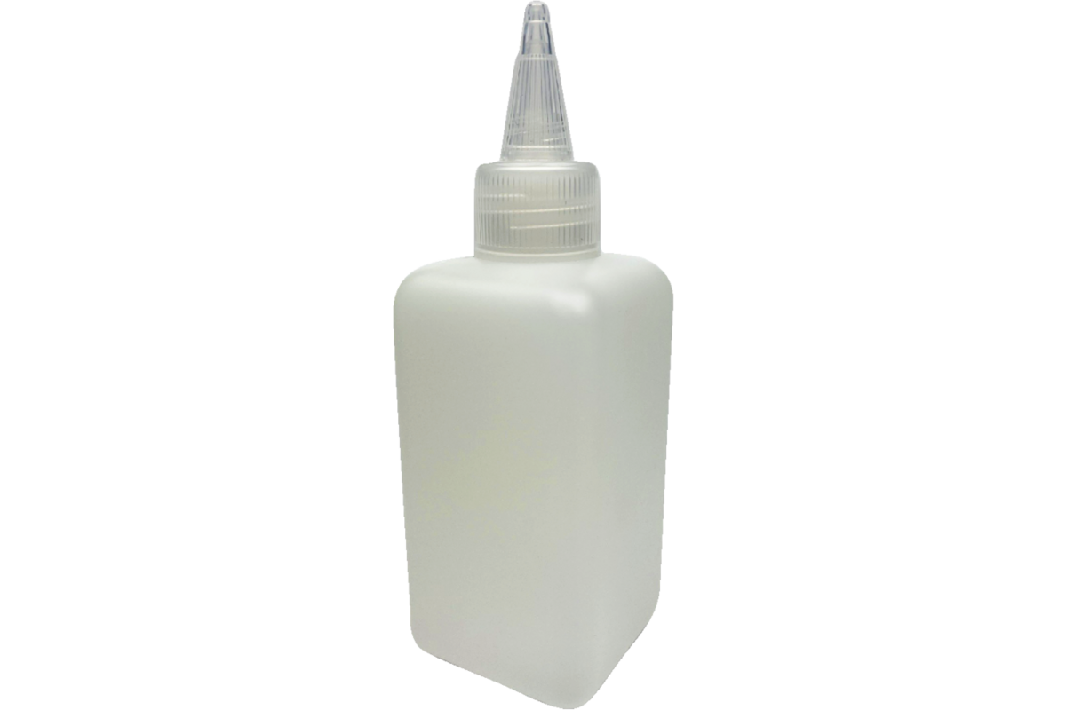 Lijmflacon vierkant 150 ml met dop transparant (nieuw model)