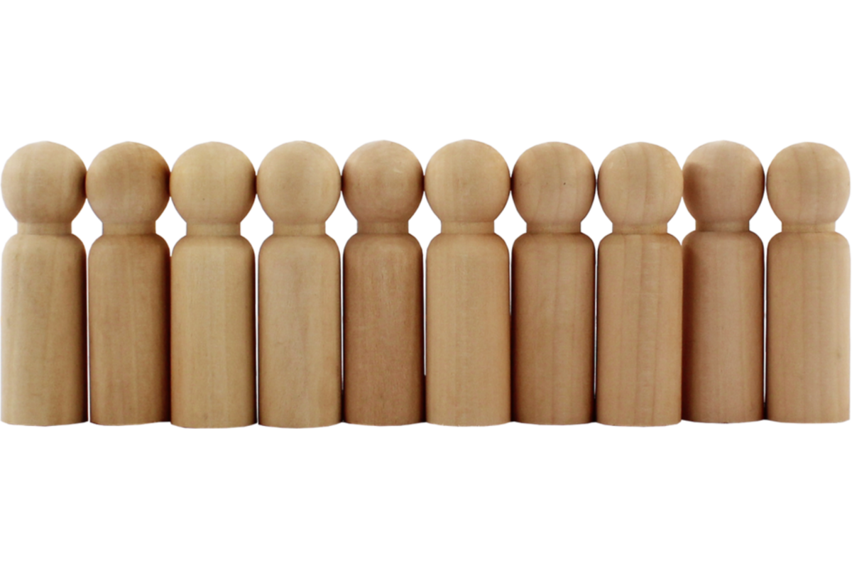 Houten poppetjes 7 cm, 10 stuks