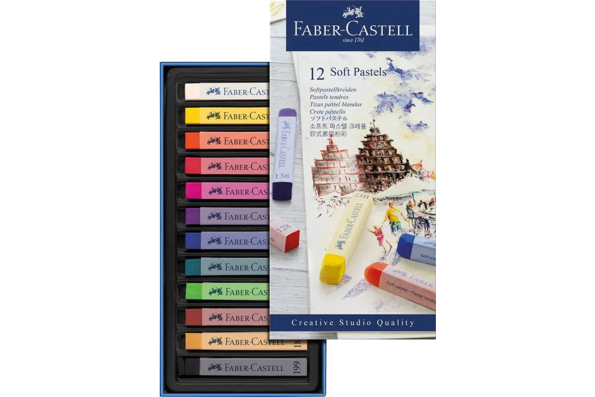 Pastelkrijt Faber Castell assorti 12-delig etui
