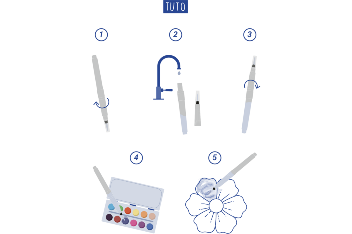 Waterpenseel 15,5 cm assorti, 6 stuks