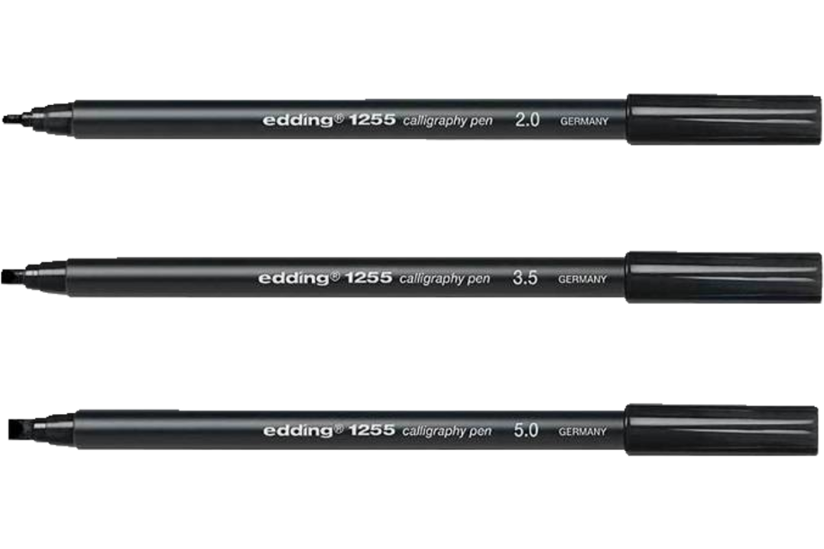 Kalligrafiestiften edding zwart, set van 3 stuks