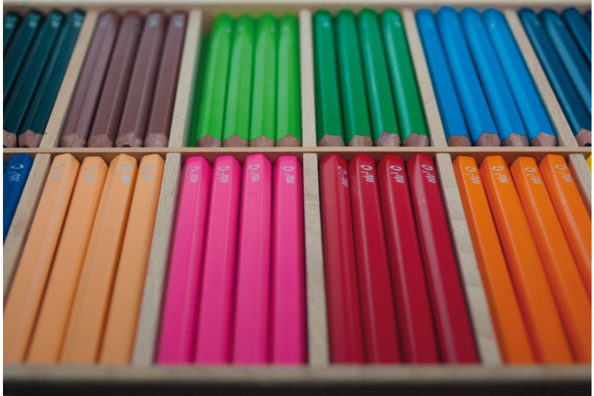 Kleurpotloden edu³ Jumbo 9,6 mm assorti, 144 stuks in houten kist