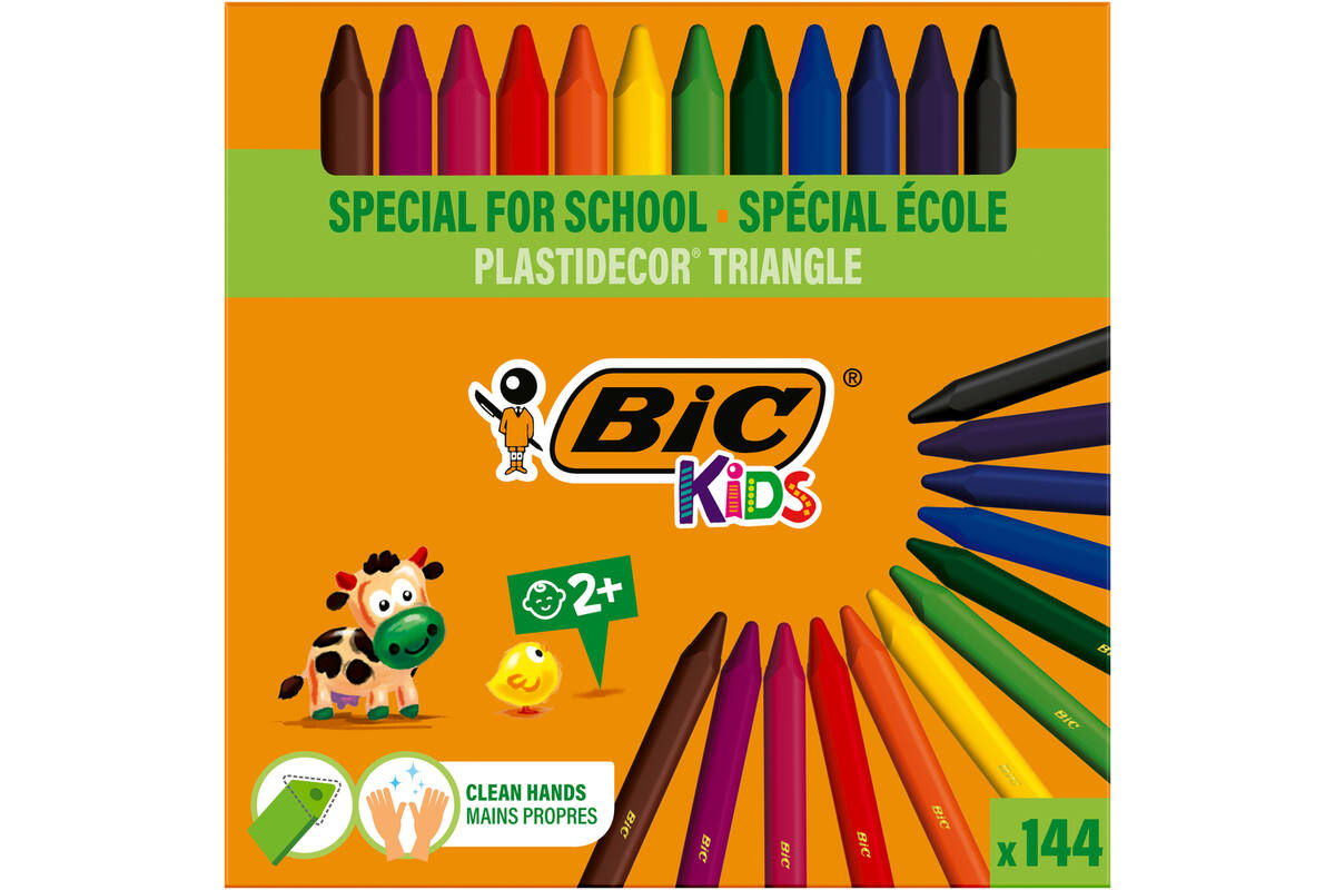 Kleurkrijt BIC Plastidecor triangle class pack, 114 + 30 gratis