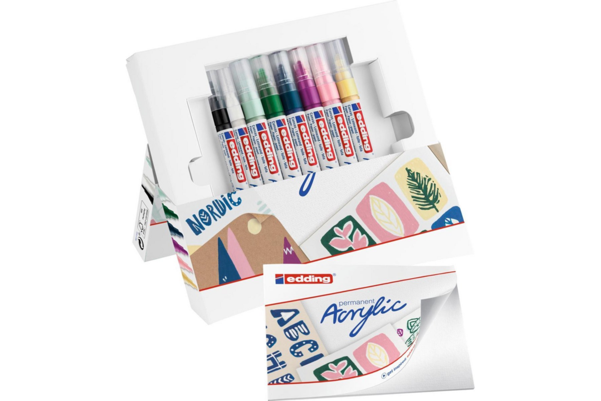 Acrylic markers edding starterset Nordic, 8 delig