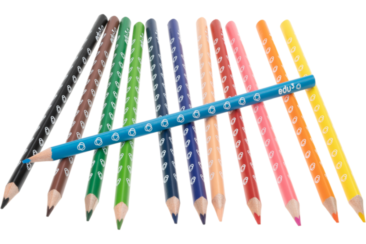 Kleurpotloden edu³ 7,15 mm driekantig assorti, 12 stuks