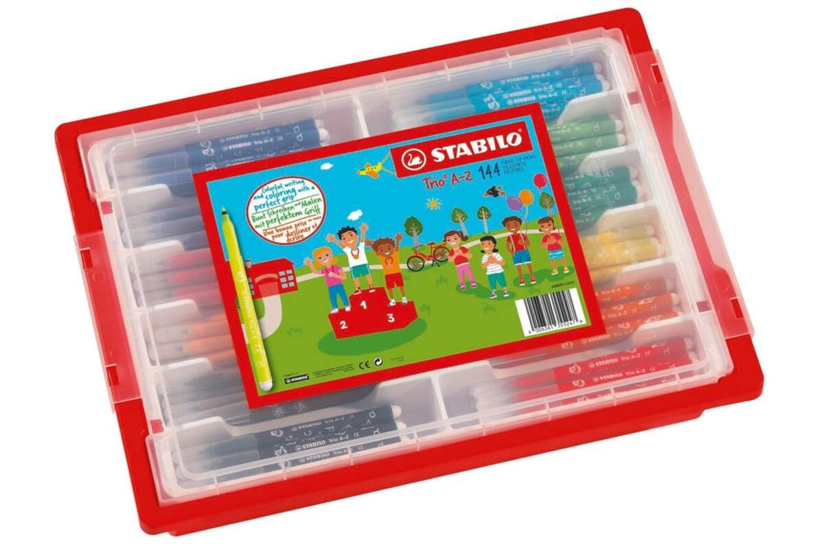 Viltstiften STABILO trio assorti classpack, 144 stuks