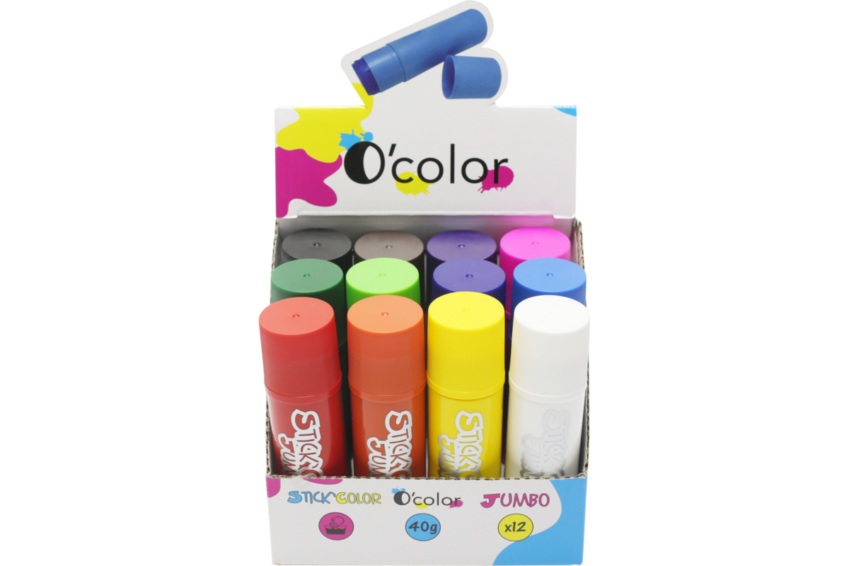 Plakkaatverfstift jumbo 40 grams assorti, 12 stuks