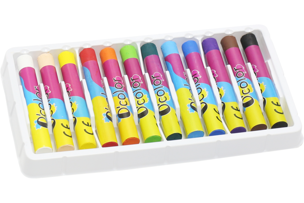 Oliepastels assorti 10 mm x 7 cm, 12 stuks