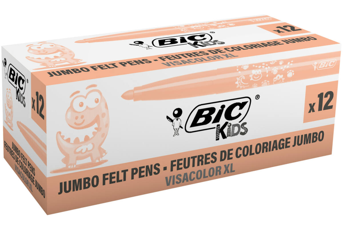Viltstiften BIC kids visacolor XL Ecolutions zalmroze, 12 stuks