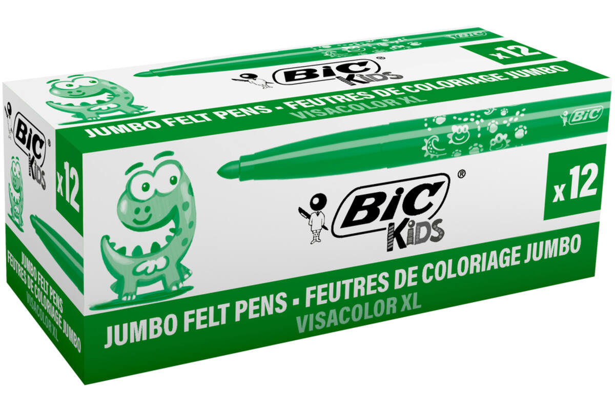 Viltstiften BIC kids visacolor XL Ecolutions groen, 12 stuks