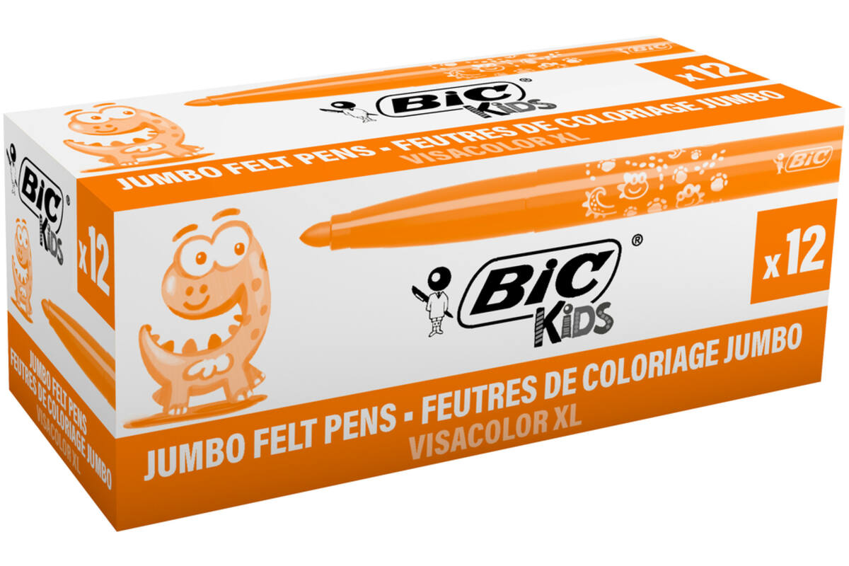 Viltstiften BIC kids visacolor XL Ecolutions oranje, 12 stuks