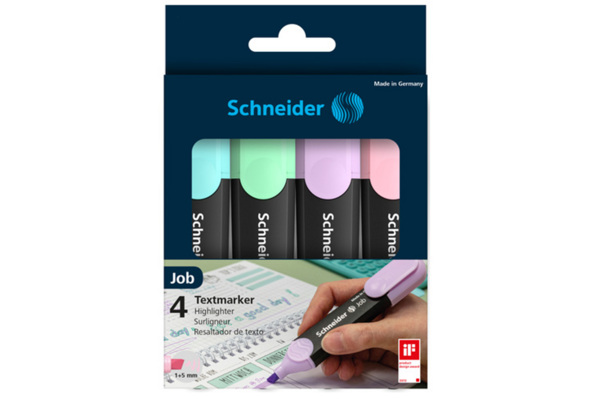 Markeerstift Schneider Job 150 pastel etui 4 stuks