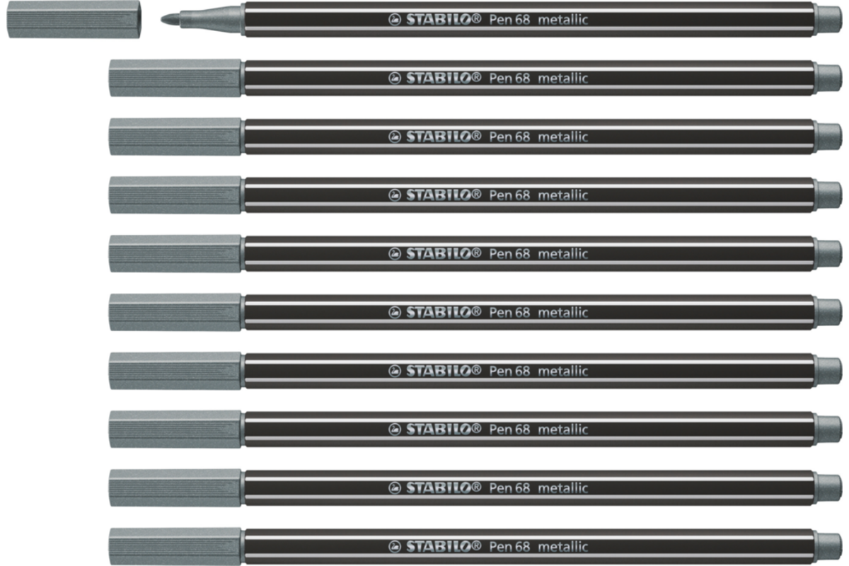 Viltstift STABILO Pen 68 metallic 805 zilver 1,4mm