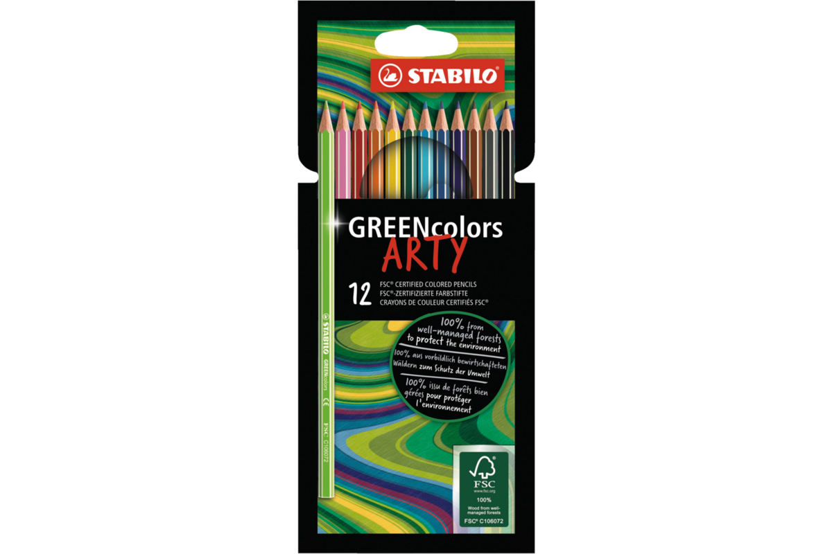 Kleurpotloden STABILO GREENcolors assorti, 12 stuks