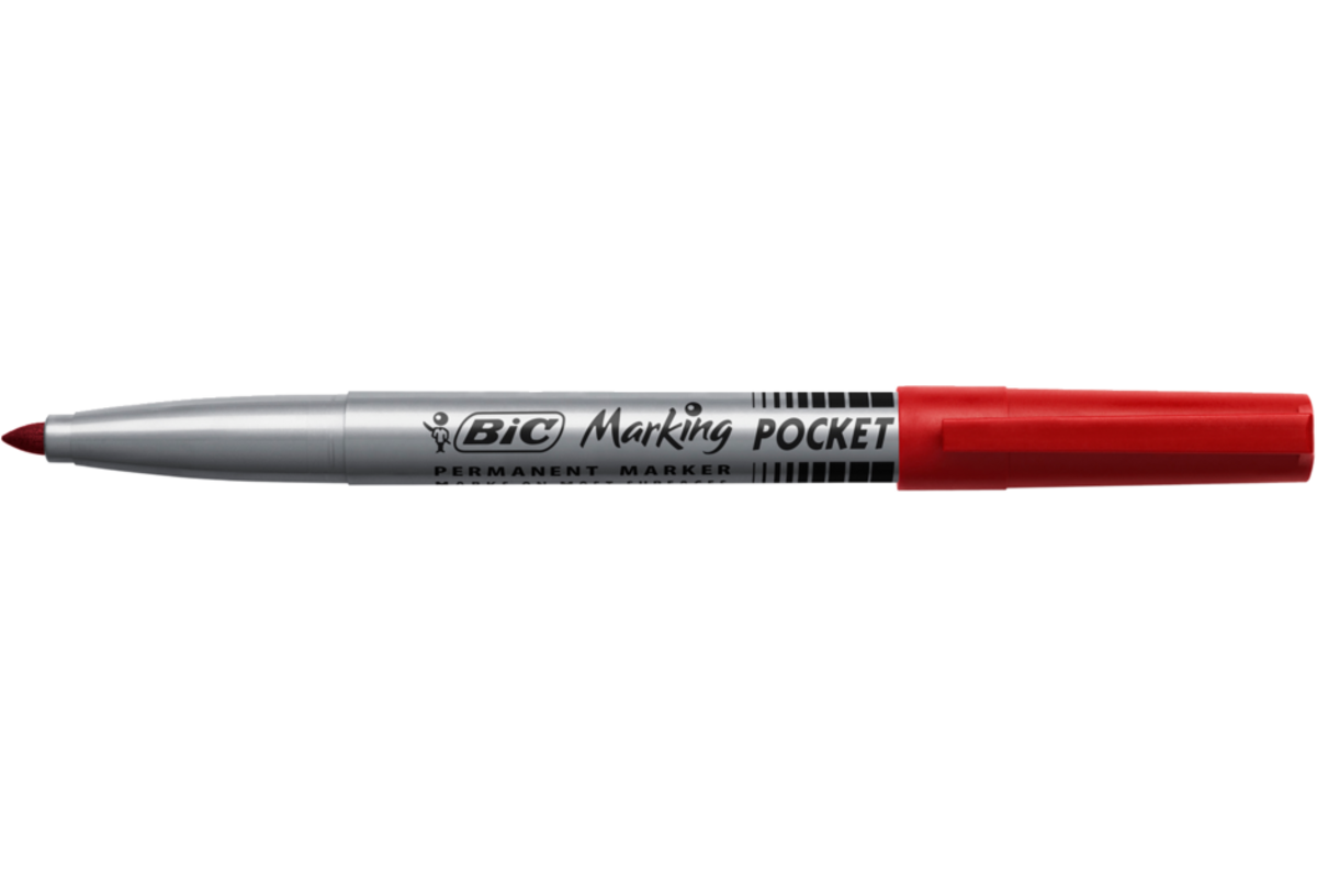 Permanent marker BIC rond 1,1 mm rood, per dozijn