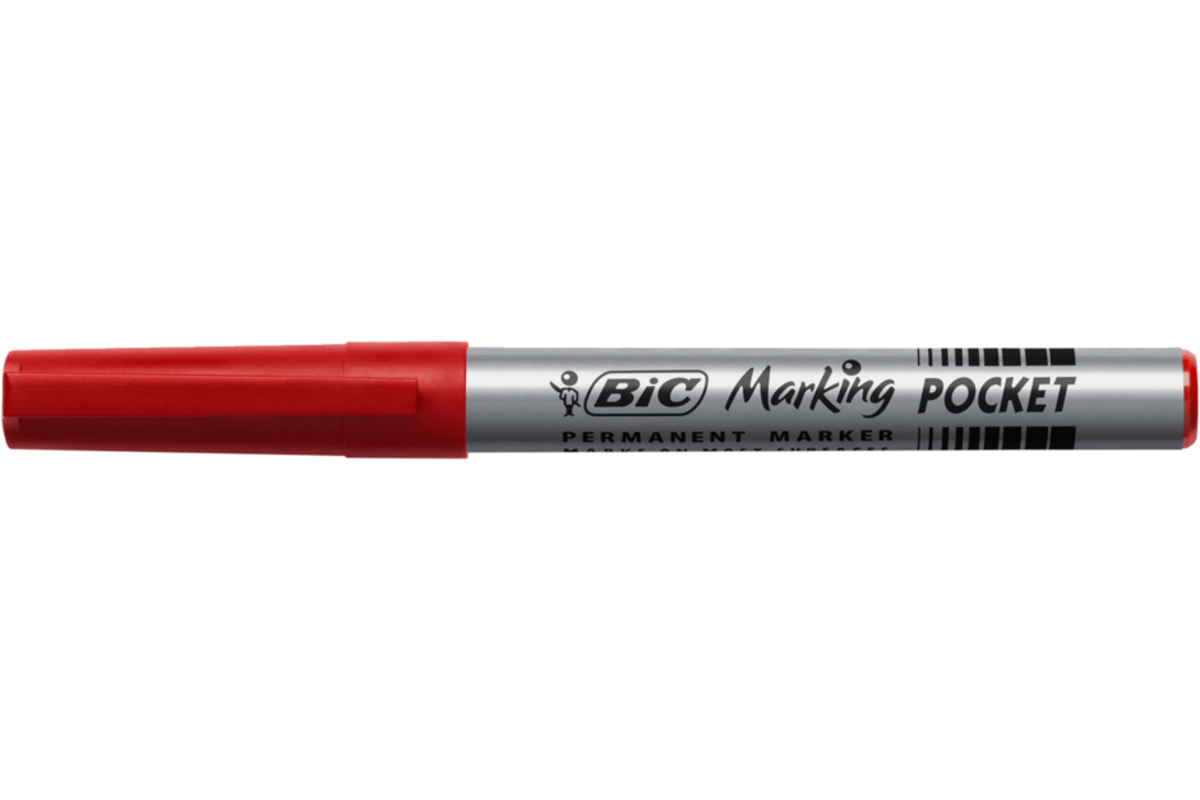 Permanent marker BIC rond 1,1 mm rood, per dozijn