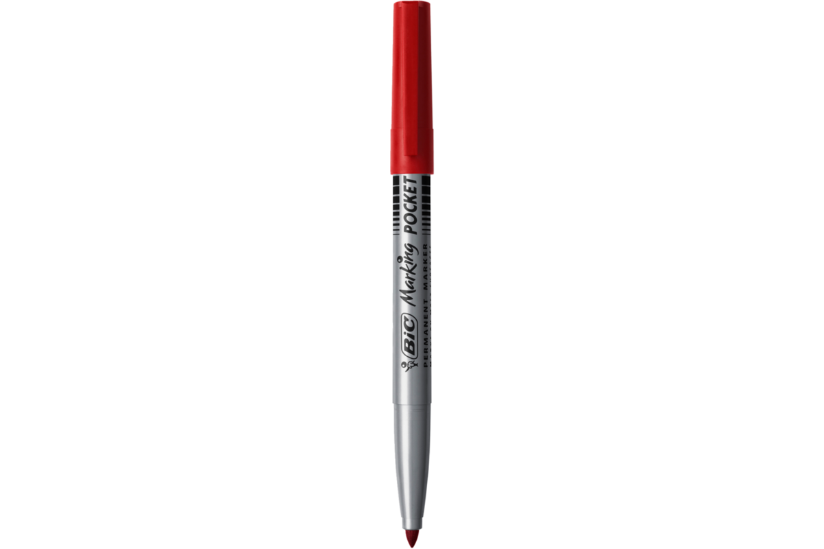 Permanent marker BIC rond 1,1 mm rood, per dozijn