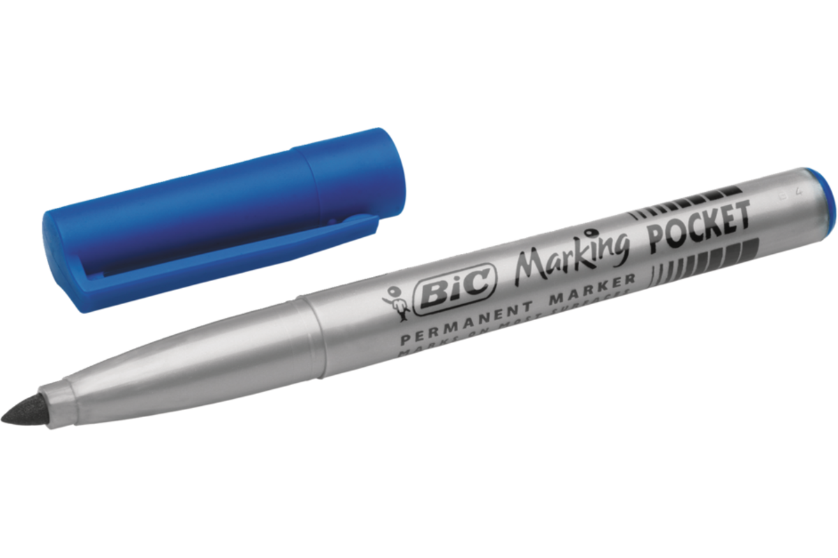 Permanent marker BIC rond 1,1 mm blauw, per dozijn