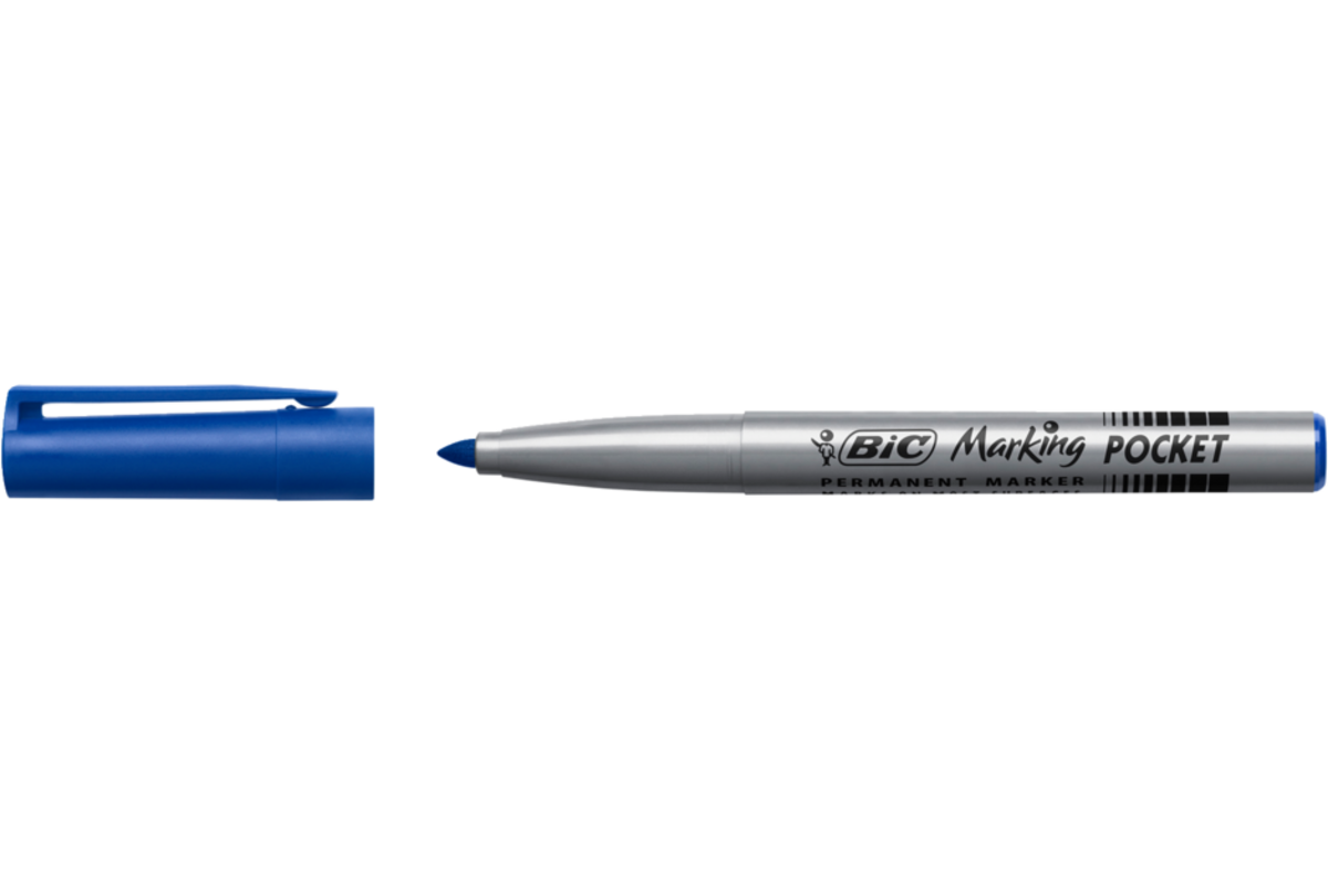 Permanent marker BIC rond 1,1 mm blauw, per dozijn