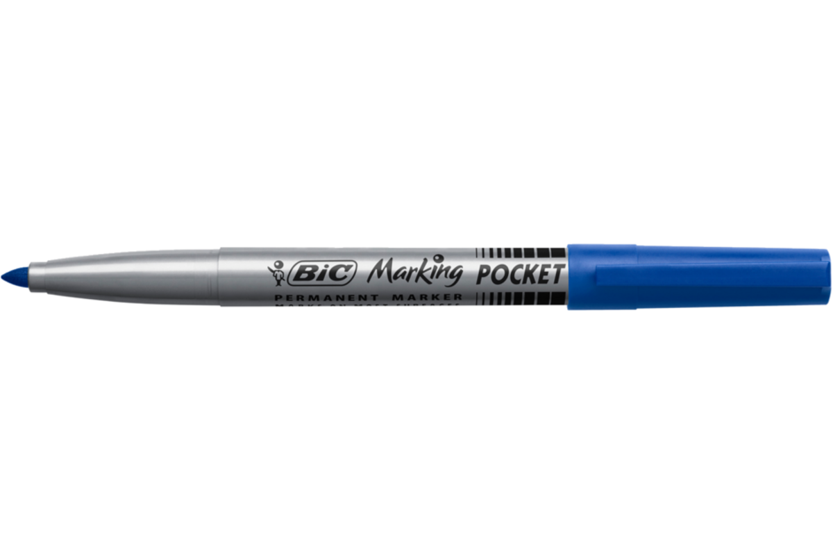 Permanent marker BIC rond 1,1 mm blauw, per dozijn