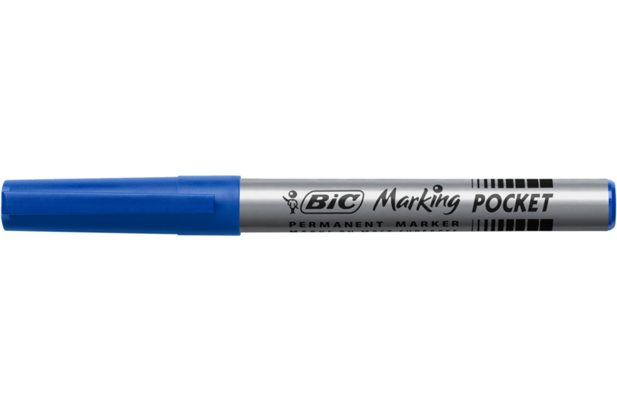 Permanent marker BIC rond 1,1 mm blauw, per dozijn
