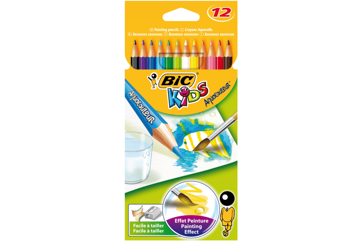 Aquarelpotlood BIC Kids assorti, 12 stuks