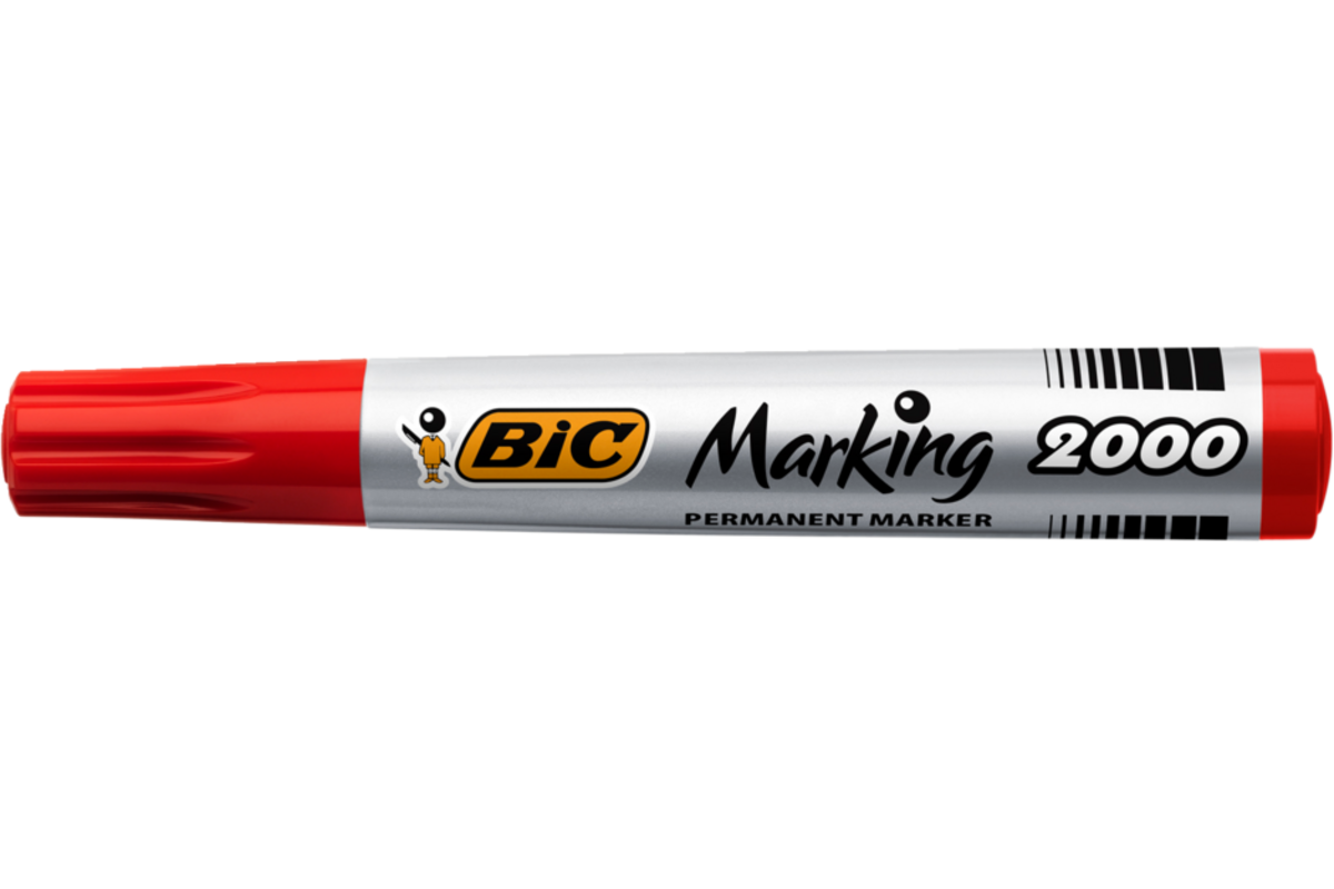 Permanent marker BIC rond 1,7 mm rood, per dozijn