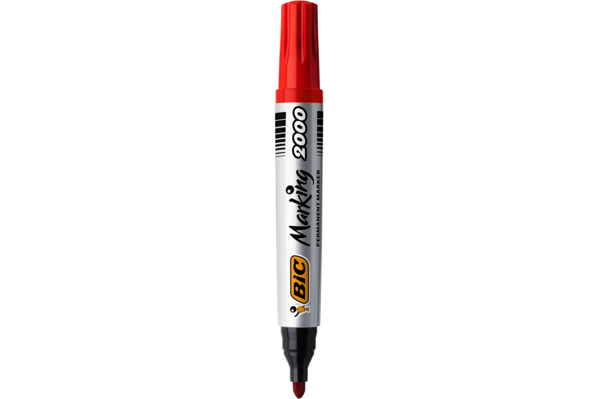 Permanent marker BIC rond 1,7 mm rood, per dozijn