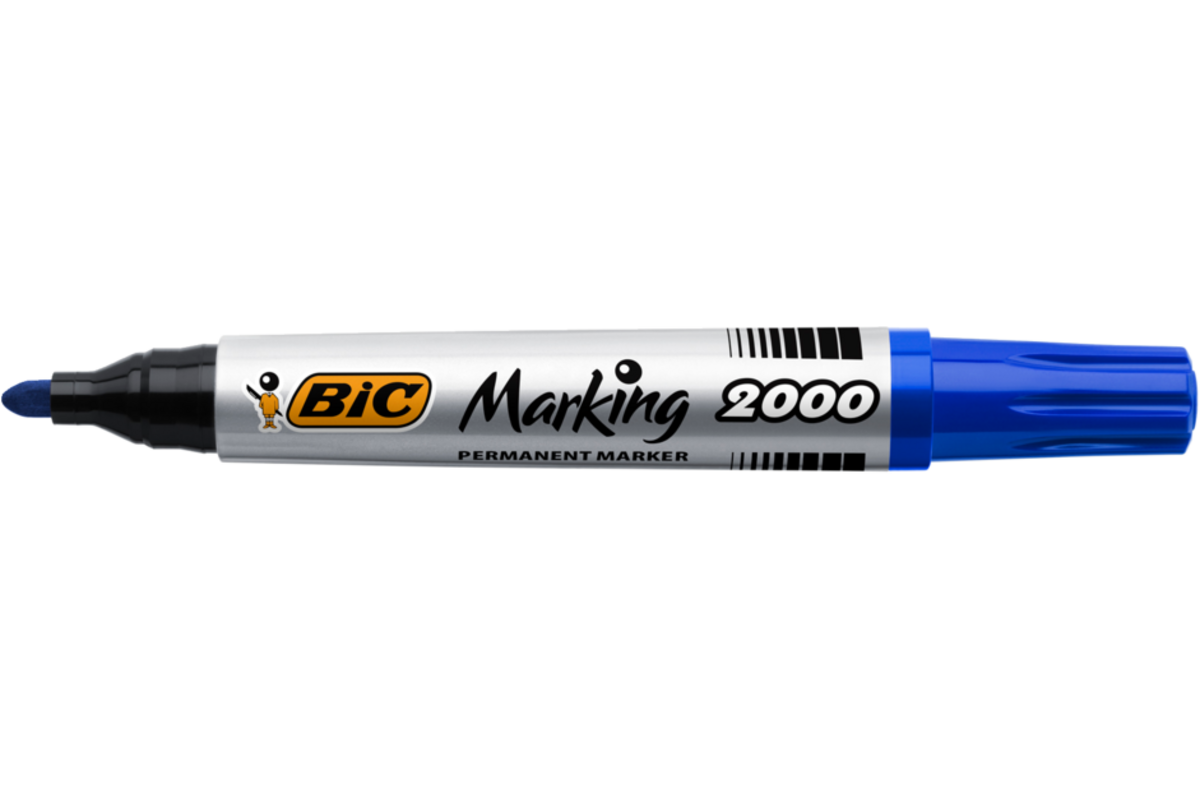 Permanent marker BIC rond 1,7 mm blauw, per dozijn