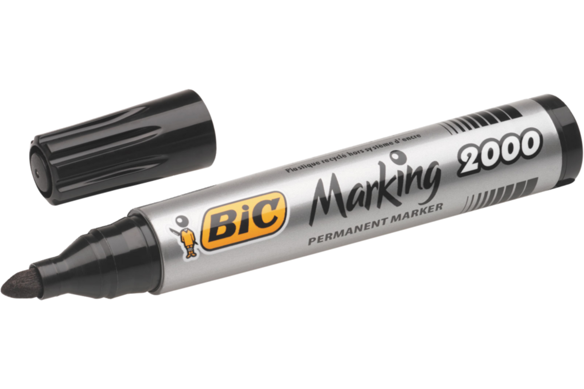 Permanent marker BIC rond 1,7 mm zwart, per dozijn