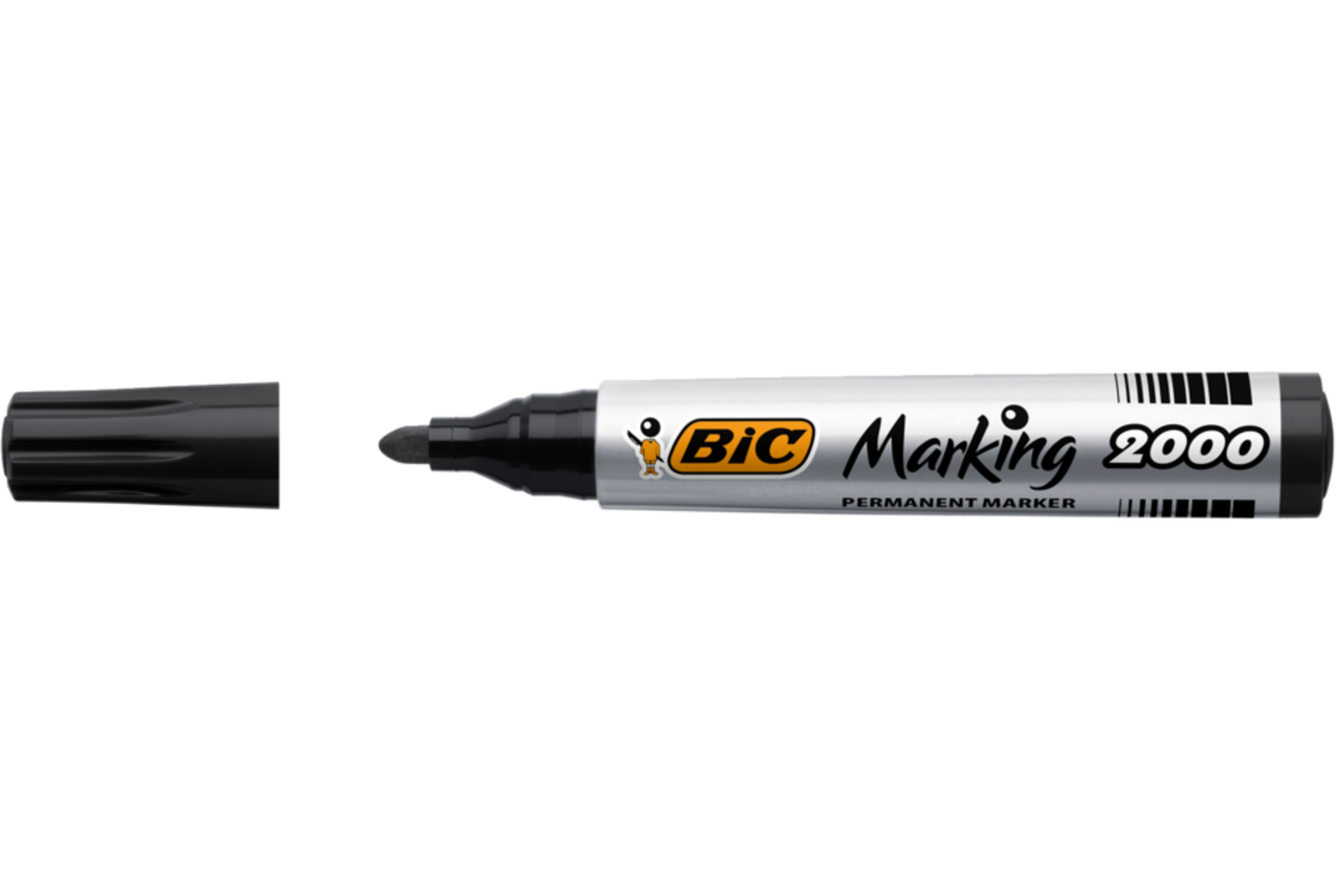 Permanent marker BIC rond 1,7 mm zwart, per dozijn
