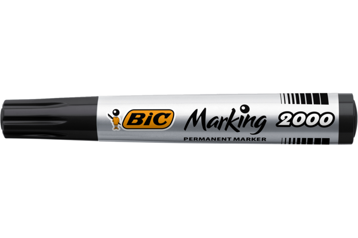 Permanent marker BIC rond 1,7 mm zwart, per dozijn