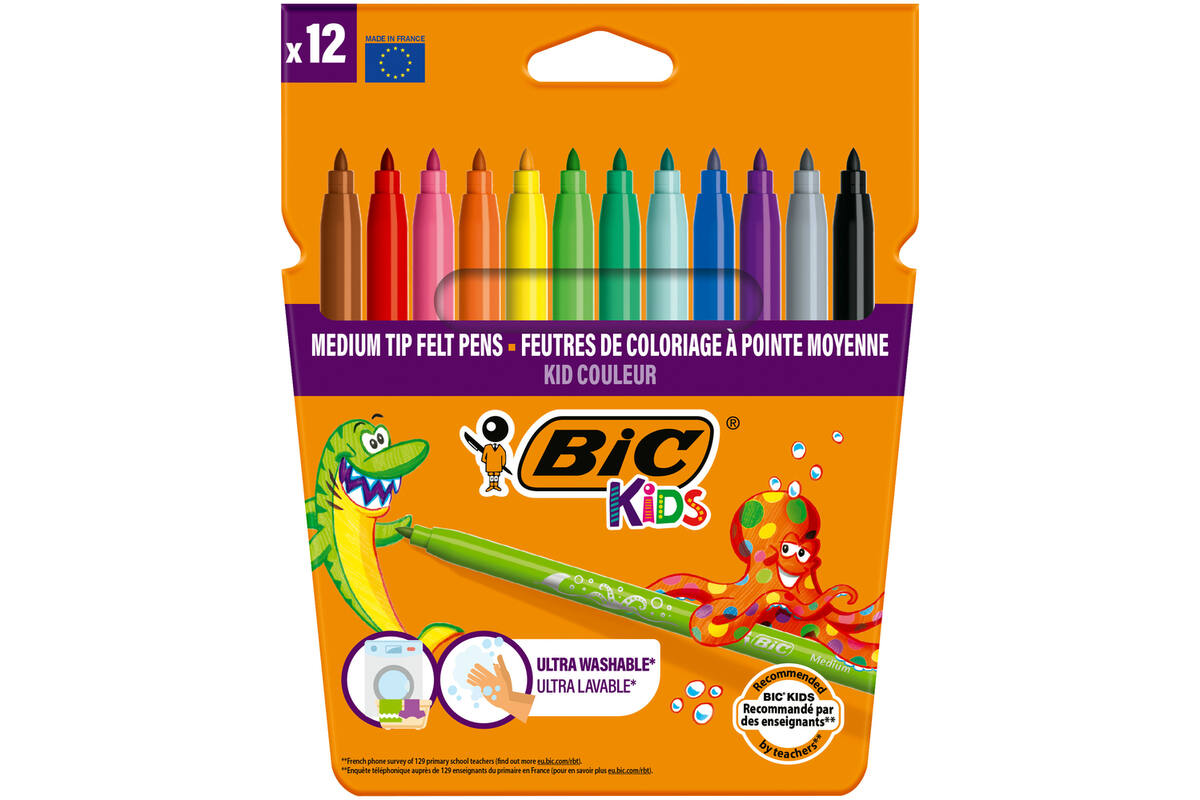 Viltstiften BIC kid couleur assorti, 12 stuks.