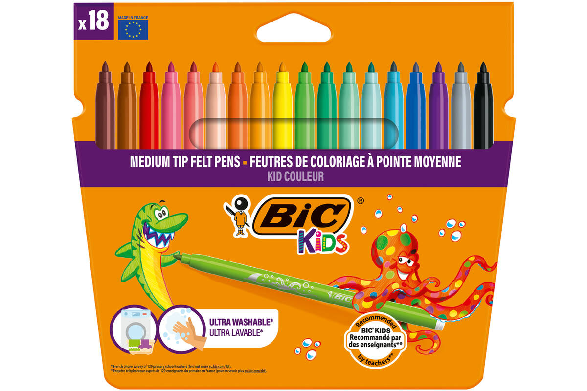 Viltstiften BIC kid couleur assorti, 18 stuks