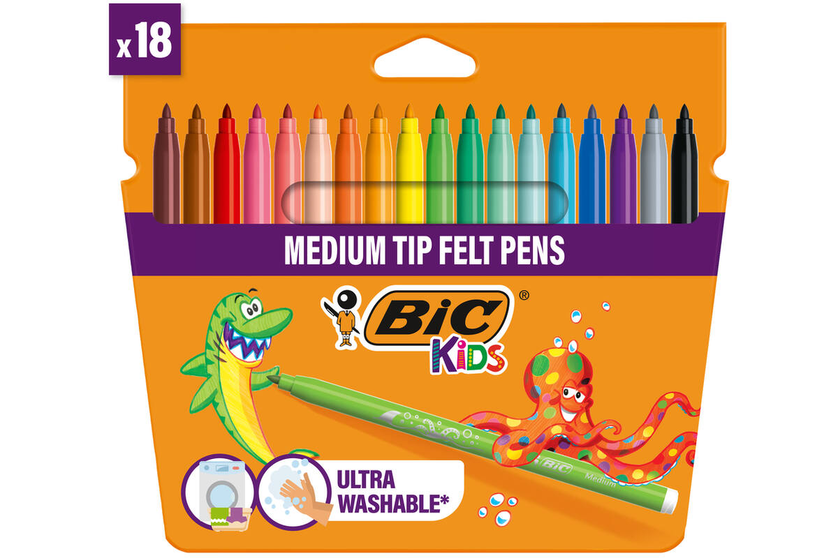 Viltstiften BIC kid couleur assorti, 18 stuks