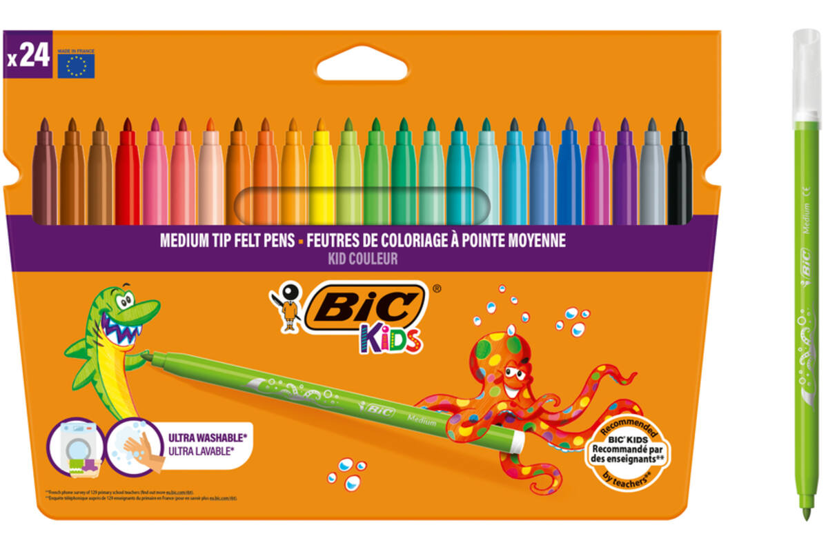 Viltstiften BIC kid couleur assorti, 24 stuks.