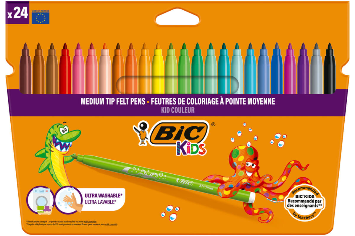 Viltstiften BIC kid couleur assorti, 24 stuks.