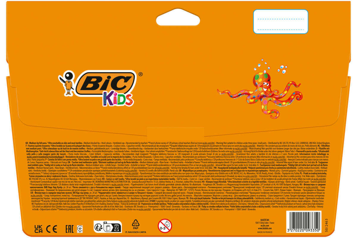 Viltstiften BIC kid couleur assorti, 24 stuks.