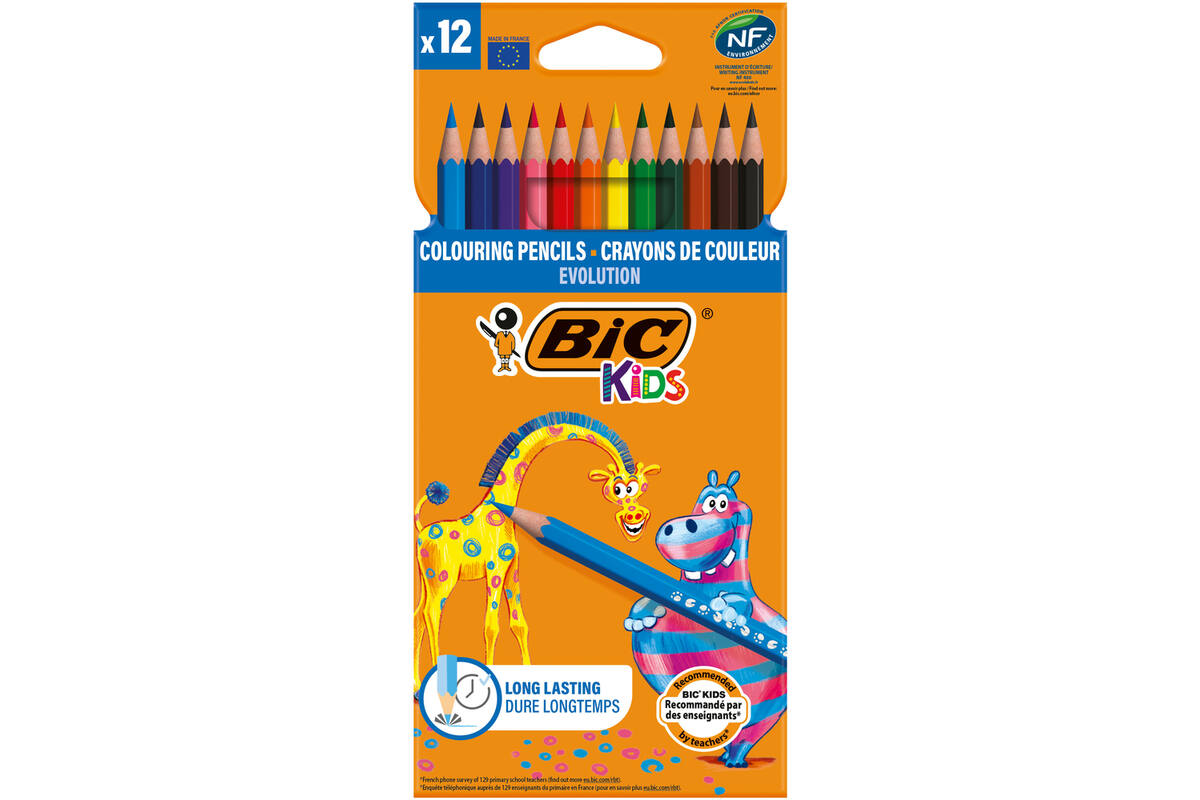 Kleurpotloden BIC kids Evolution assorti, etui 12 stuks