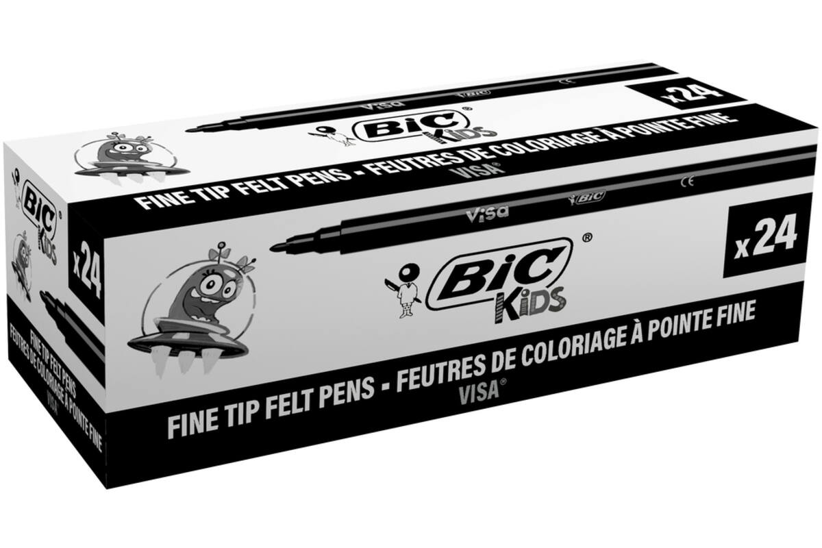 Viltstiften BIC Kids Visa, set van 24 stuks zwart