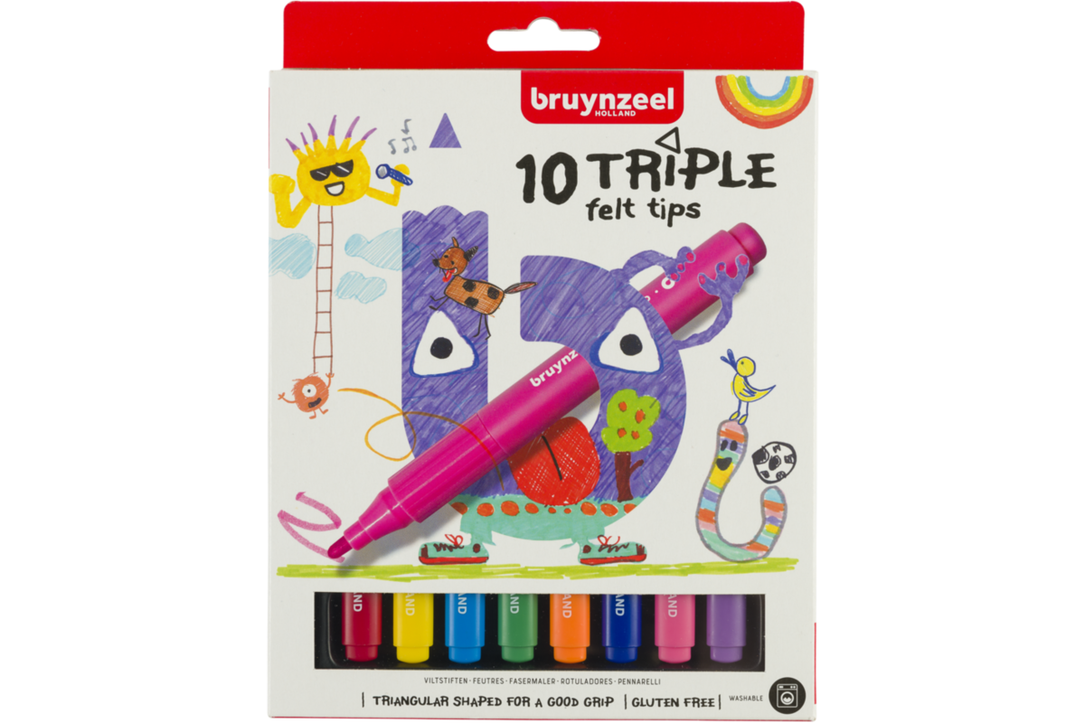 Viltstiften triple, 10 stuks ass.