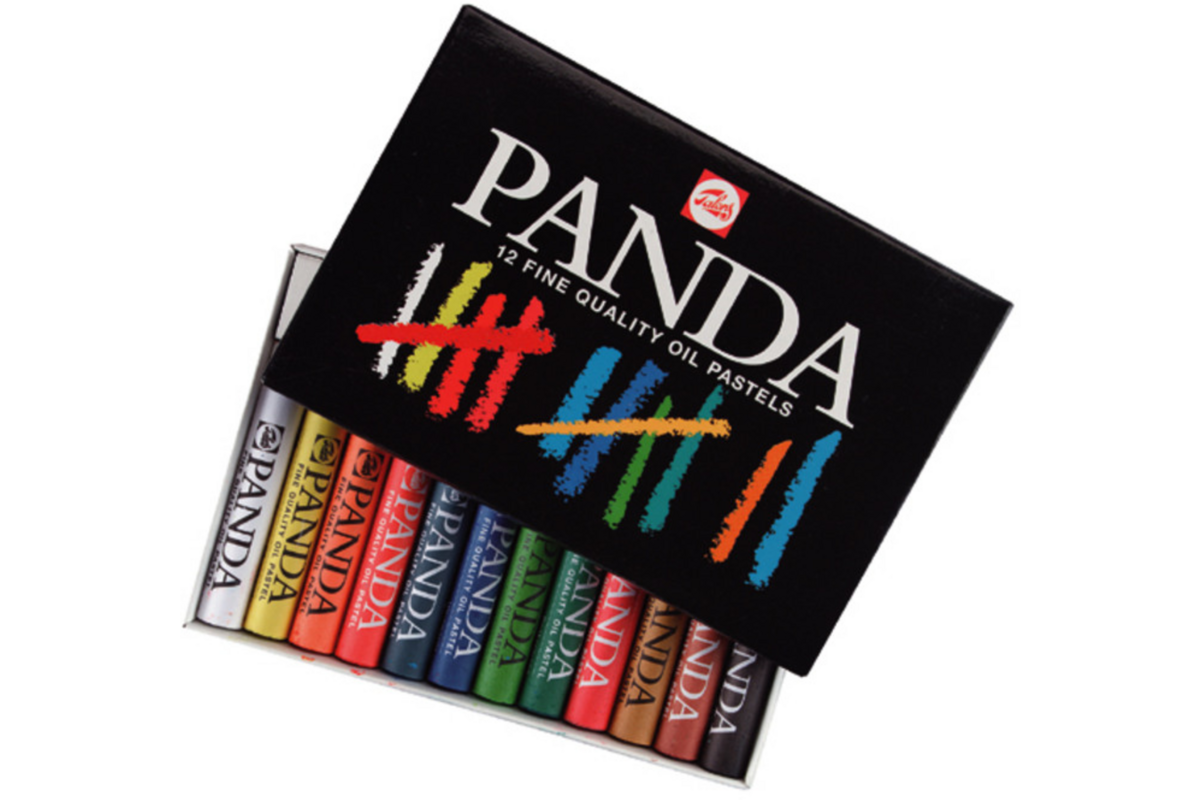 Panda oliepastels, 12 stuks ass.