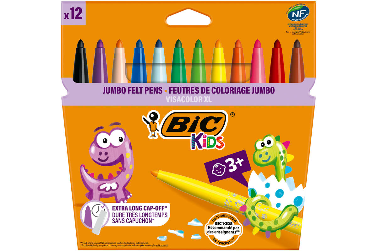 Viltstiften BIC Kids visacolor XL Ecolutions assorti, 12 stuks