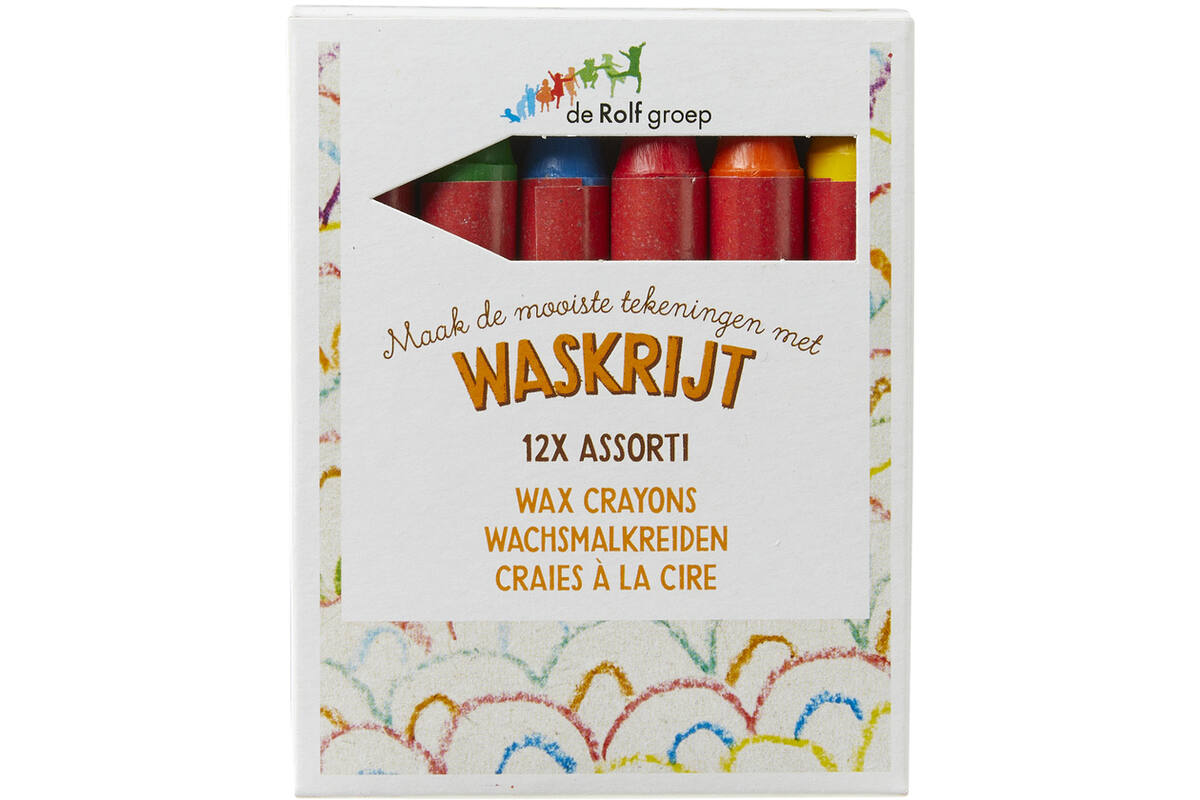 Waskrijt | de Rolf groep |  met wikkel assorti, 12 stuks