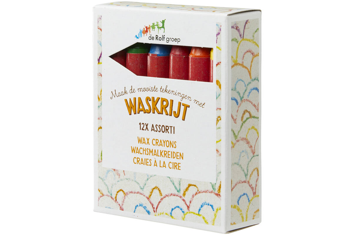 Waskrijt | de Rolf groep |  met wikkel assorti, 12 stuks