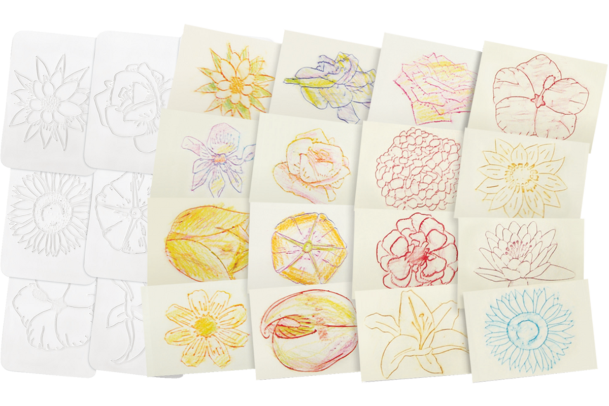 Patroonplaten bloemen 11 x 17 cm, 16 stuks