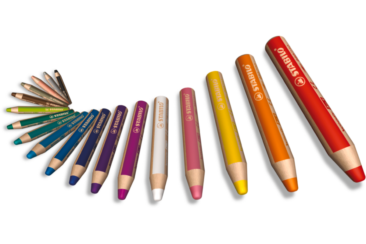 Waskrijt aquarel STABILO woody 3-in-1 assorti, 10 stuks